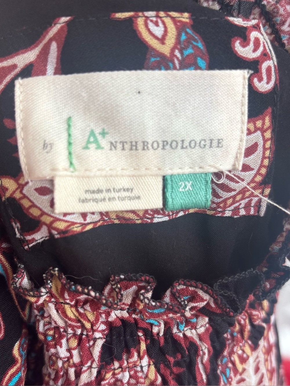 Anthropologie Ruffled Paisley Tiered Cady Dress Size 2X Boho Flowy - Picture 2 of 6